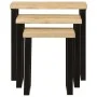 Set de 3 mesas apilables con borde natural madera maciza mango by vidaXL, Side tables - Ref: Foro24-372762, Price: 116,43 €, ...