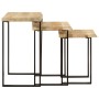 Set aus 3 stapelbaren Tischen mit natürlicher Kante aus massivem Mangoholz. von vidaXL, Seitentische - Ref: Foro24-372762, Pr...