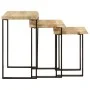 Set de 3 mesas apilables con borde natural madera maciza mango by vidaXL, Side tables - Ref: Foro24-372762, Price: 116,43 €, ...