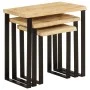 Set de 3 mesas apilables con borde natural madera maciza mango by vidaXL, Side tables - Ref: Foro24-372762, Price: 116,43 €, ...