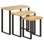 Set de 3 mesas apilables con borde natural madera maciza mango by vidaXL, Side tables - Ref: Foro24-372762, Price: 116,43 €, ...