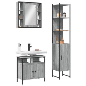 Set de muebles de baño 3 pzas madera contrachapada gris sonoma by vidaXL, Bathroom furniture - Ref: Foro24-3214738, Price: 20...