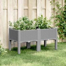 Jardinera con patas PP gris claro 80x40x42 cm by vidaXL, Pots and planters - Ref: Foro24-367892, Price: 59,98 €, Discount: %