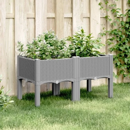 Jardinera con patas PP gris claro 80x40x42 cm by vidaXL, Pots and planters - Ref: Foro24-367892, Price: 59,98 €, Discount: %