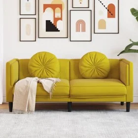 Sofá con cojines 2 plazas terciopelo amarillo by vidaXL, Sofas - Ref: Foro24-372638, Price: 239,45 €, Discount: %