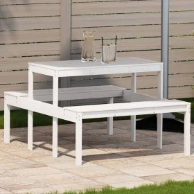Picknicktisch aus massivem weißem Kiefernholz 110x134x75 cm von vidaXL, Gartentische - Ref: Foro24-832558, Preis: 102,23 €, R...