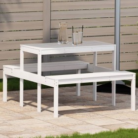 Picknicktisch aus massivem weißem Kiefernholz 110x134x75 cm von vidaXL, Gartentische - Ref: Foro24-832558, Preis: 103,19 €, R...
