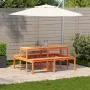 Massiver Kiefernholz-Picknicktisch in brauner Wachsoberfläche, 160x134x75 cm. von vidaXL, Gartentische - Ref: Foro24-844648, ...