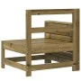 Sofá de jardín con reposabrazo mesa auxiliar madera impregnada by vidaXL, Modular outdoor sofas - Ref: Foro24-844882, Price: ...
