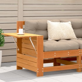 Sofá de jardín con reposabrazo mesa auxiliar madera pino marrón