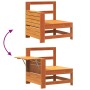 Sofá de jardín con reposabrazo mesa auxiliar madera pino marrón by vidaXL, Modular outdoor sofas - Ref: Foro24-844880, Price:...