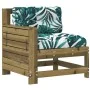 Sofá de jardín con reposabrazos y cojín madera pino impregnada by vidaXL, Modular outdoor sofas - Ref: Foro24-844924, Price: ...