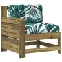 Sofá de jardín con reposabrazos y cojín madera pino impregnada by vidaXL, Modular outdoor sofas - Ref: Foro24-844918, Price: ...
