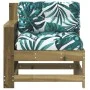 Sofá de jardín con reposabrazos y cojín madera pino impregnada by vidaXL, Modular outdoor sofas - Ref: Foro24-844918, Price: ...