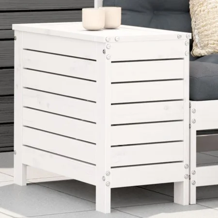 Gartenhocker aus massivem weißem Kiefernholz 62x31,5x52 cm von vidaXL, Modulare Sofas für den Außenbereich - Ref: Foro24-8448...