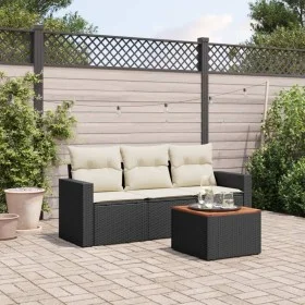 Juego de sofás jardín 4 pzas con cojines ratán sintético negro by vidaXL, Garden sets - Ref: Foro24-3256322, Price: 238,29 €,...