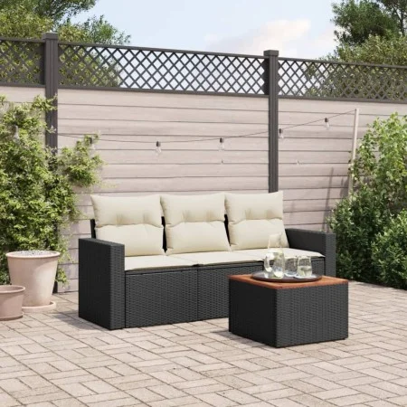 Juego de sofás jardín 4 pzas con cojines ratán sintético negro by vidaXL, Garden sets - Ref: Foro24-3256322, Price: 238,29 €,...