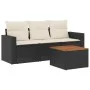 Juego de sofás jardín 4 pzas con cojines ratán sintético negro by vidaXL, Garden sets - Ref: Foro24-3256322, Price: 238,29 €,...