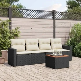 Gartenmöbel-Set 5-teilig mit schwarzen Polstern aus synthetischem Rattan von vidaXL, Gartensets - Ref: Foro24-3256329, Preis:...