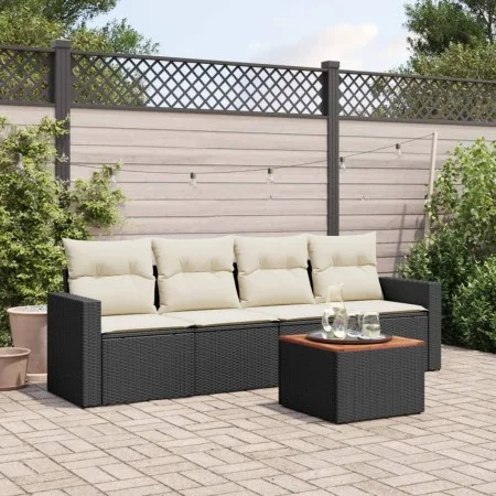 Gartenmöbel-Set 5-teilig mit schwarzen Polstern aus synthetischem Rattan von vidaXL, Gartensets - Ref: Foro24-3256329, Preis:...