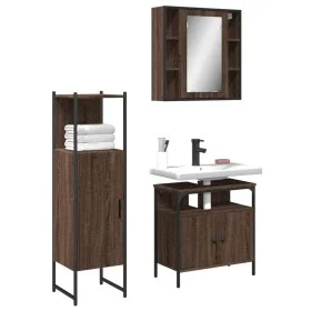 Set de muebles de baño 3 pzas madera contrachapada roble marrón by vidaXL, Bathroom furniture - Ref: Foro24-3214759, Price: 1...