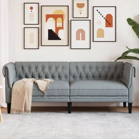 Dreisitziges Chesterfield-Sofa in hellem Grau aus Stoff. von vidaXL, Sofas - Ref: Foro24-372556, Preis: 270,51 €, Rabatt: %