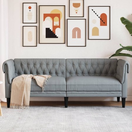 Sofá Chesterfield de 3 plazas tela gris claro by vidaXL, Sofas - Ref: Foro24-372556, Price: 275,48 €, Discount: %
