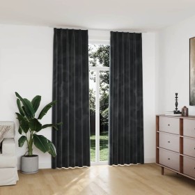 Cortinas opacas y ganchos 2 uds terciopelo antracita 140x245 cm