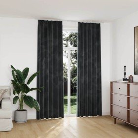 Cortinas opacas y ganchos 2 uds terciopelo antracita 140x245 cm Cortinas opacas y ganchos 2 uds terciopelo antracita 140x245 cm