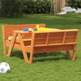 Mesa de pícnic para niños madera pino marrón cera 88x122x58 cm by vidaXL, Garden tables - Ref: Foro24-844657, Price: 140,48 €...