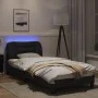 Bed frame with LED lights black synthetic leather 90x190 cm by vidaXL, Beds and slatted bases - Ref: Foro24-3213899, Price: 1...