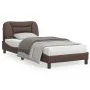 Bed frame with LED lights brown synthetic leather 90x200 cm by vidaXL, Beds and slatted bases - Ref: Foro24-3213908, Price: 1...