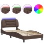 Bettgestell mit LED-Leuchten braunes Kunstleder 90x200 cm von vidaXL, Betten und Lattenroste - Ref: Foro24-3213908, Preis: 17...