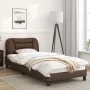 Bed frame with LED lights brown synthetic leather 90x200 cm by vidaXL, Beds and slatted bases - Ref: Foro24-3213908, Price: 1...