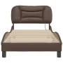 Bed frame with LED lights brown synthetic leather 90x200 cm by vidaXL, Beds and slatted bases - Ref: Foro24-3213908, Price: 1...