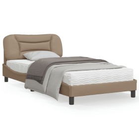 Estructura de cama con LED cuero sintético capuchino 100x200 cm de vidaXL, Camas y somieres - Ref: Foro24-3213917, Precio: 16...