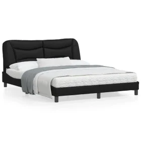 Bed frame with LED lights black PE leather 160x200 cm by vidaXL, Beds and slatted bases - Ref: Foro24-3213941, Price: 267,75 ...
