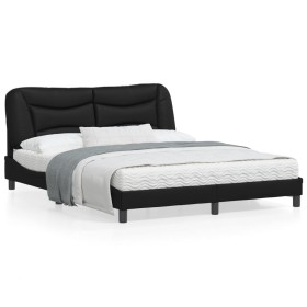 Estructura de cama con luces LED cuero PE negro 160x200 cm de vidaXL, Camas y somieres - Ref: Foro24-3213941, Precio: 267,03 ...