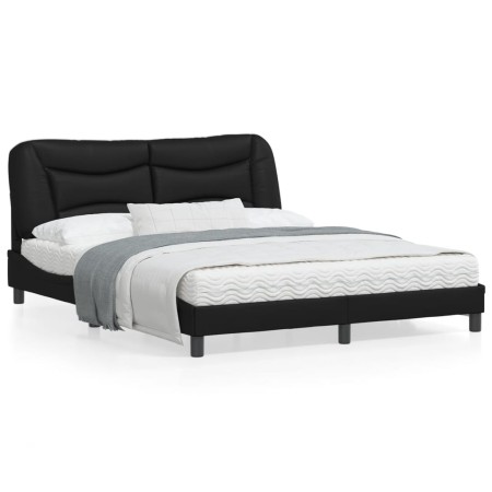 Bed frame with LED lights black PE leather 160x200 cm by vidaXL, Beds and slatted bases - Ref: Foro24-3213941, Price: 267,03 ...