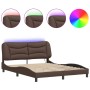 Bed frame with LED lights brown PE leather 160x200 cm by vidaXL, Beds and slatted bases - Ref: Foro24-3213943, Price: 276,51 ...