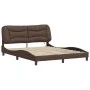 Estructura de cama con luces LED cuero PE marrón 160x200 cm de vidaXL, Camas y somieres - Ref: Foro24-3213943, Precio: 276,94...