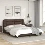 Estructura de cama con luces LED cuero PE marrón 160x200 cm de vidaXL, Camas y somieres - Ref: Foro24-3213943, Precio: 276,94...
