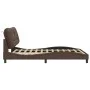 Estructura de cama con luces LED cuero PE marrón 160x200 cm de vidaXL, Camas y somieres - Ref: Foro24-3213943, Precio: 276,94...