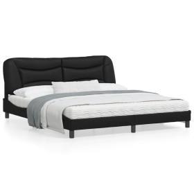 Estructura de cama con luz LED cuero sintético negro 180x200 cm de vidaXL, Camas y somieres - Ref: Foro24-3213948, Precio: 26...