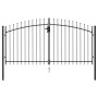 Cancela de valla doble puerta con puntas acero negro 3x1,5 m