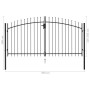 Cancela de valla doble puerta con puntas acero negro 3x1,5 m