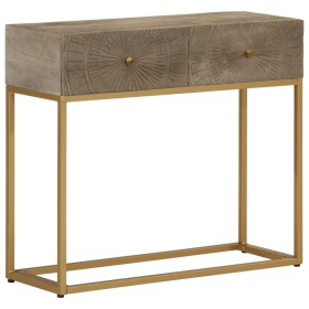 Massivholz-Konsolentisch aus Mangoholz und Eisen, 90x30x76 cm. von vidaXL, Schließfächer und Lagerschränke - Ref: Foro24-3720...