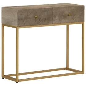 Mesa consola madera maciza de mango y hierro 90x30x76 cm by vidaXL, Lockers and storage cabinets - Ref: Foro24-372018, Price:...