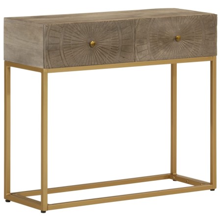 Massivholz-Konsolentisch aus Mangoholz und Eisen, 90x30x76 cm. von vidaXL, Schließfächer und Lagerschränke - Ref: Foro24-3720...