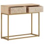 Mesa consola madera maciza de mango y hierro 90x30x76 cm